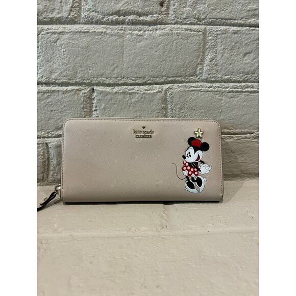 Disney X Kate Spade New York Handbags - KATE SPADE DISNEY MINNIE MOUSE LACEY ZIP AROUND SAFFIANO LEATHER WALLET